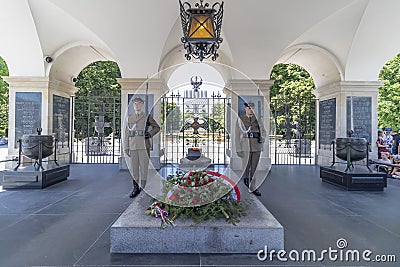 Warsaw, Poland May 30, 2018: Tomb of the Unknown Soldier in Warsaw Editorial Stock Photo
