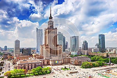 Warsaw, Poland. Palace of Culture and Science, downtown. Stock Photo
