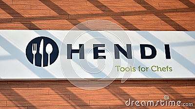 Sign Hendi . Company signboard Hendi Editorial Stock Photo