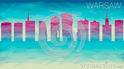 Warsaw Poland Silhouette City Skyline. Broken Glass Abstract Geometric Dynamic Textured. Banner Background. Colorful Shape Composi Vector Illustration