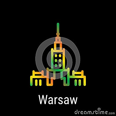 Warsaw, Poland Vector Line Icon Vector Illustration