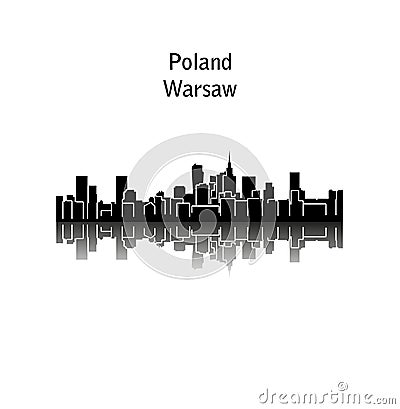 Warsaw silhouette in Poland Vector Illustration