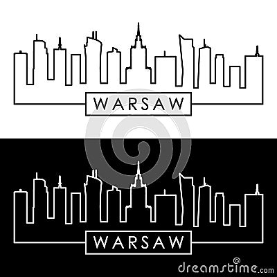 Warsaw skyline. Linear style. Design template. Vector Illustration