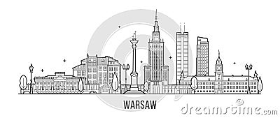 Warsaw skyline Poland city buildings vector Vector Illustration