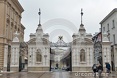 Warsaw University main gate, Poland. Editorial Stock Photo