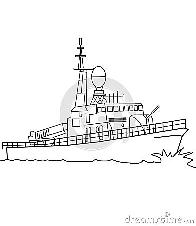 Warship coloring page Stock Photo