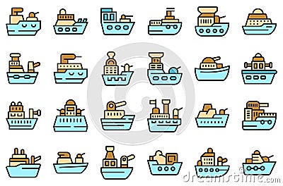 Warship icons set vector flat Vector Illustration