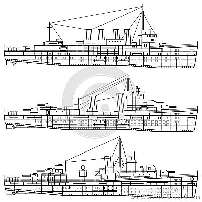 Warship Vector Illustration