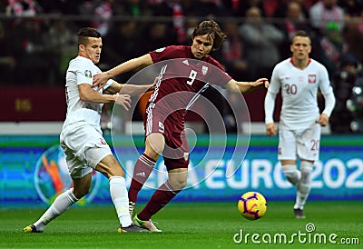 UEFA Euro 2020 draws Poland - Latvia Editorial Stock Photo