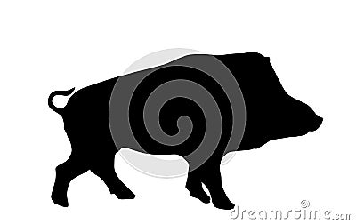 Warthog vector silhouette illustration isolated on white background. Bush Pig. Wild boar symbol. Boar isolated, warthog icon. Vector Illustration