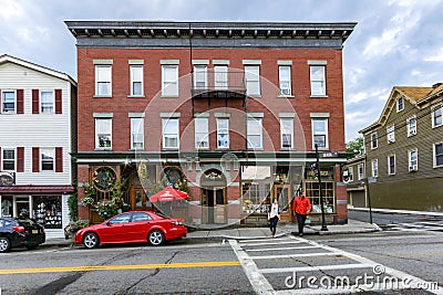 Warwick, NY / United States - July 1, 2016: Landscape view of Warwick's Main Street Editorial Stock Photo
