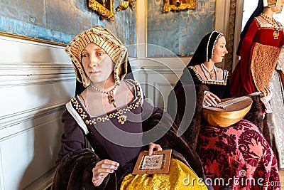 The six wives of Henry VIII at Warwick Castle, UK Editorial Stock Photo