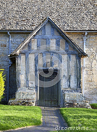 Warwickshire church porch Stock Photo