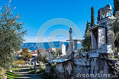 Kerameikos, the cemetery of ancient Athens in Greece. Stock Photo