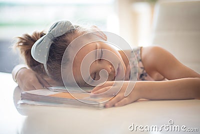 She was tired of reading Stock Photo