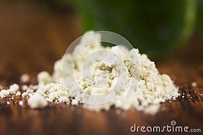 Wasabi roots on wooden background Stock Photo