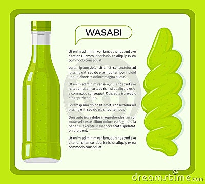 Wasabi Sauce Framed Vector Banner with Text Vector Illustration
