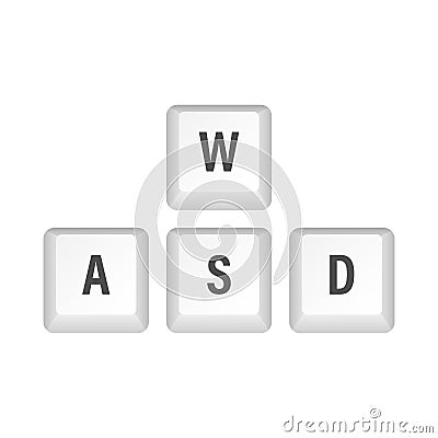 WASD computer keyboard buttons. Desktop interface. Web icon. Gaming and cybersport. Vector stock illustration Vector Illustration