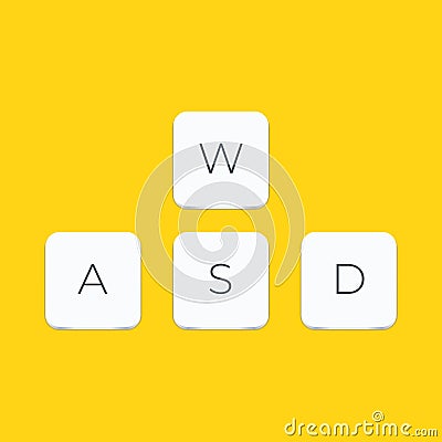 WASD computer keyboard buttons. Desktop interface. Web icon. Gaming and cybersport Vector Illustration