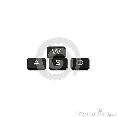Wasd key combination w a s d game move keyboard Vector Illustration