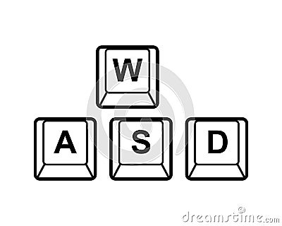 WASD keyboard buttons icon. Game control icon. Vector Illustration