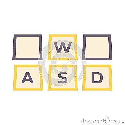 Wasd keys game control keyboard buttons gaming vector illustration design Vector Illustration