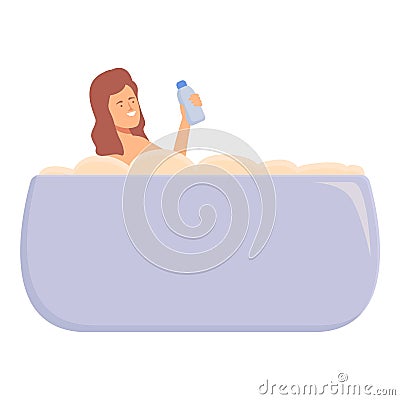 Wash girl shampoo icon cartoon vector. Care mom activity Vector Illustration