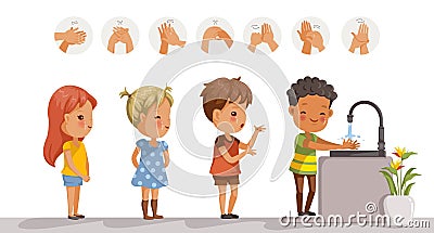 Wash hands kids Stock Photo
