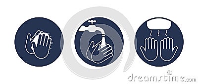 Wash hands. Step instructions washing hand. Vector flat icons Stock Photo