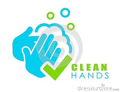 Wash and keep clean your hands vector logo Vector Illustration