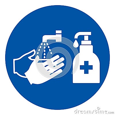 Wash and Sanitise Hands Symbol Sign ,Vector Illustration, Isolate On White Background Label. EPS10 Vector Illustration