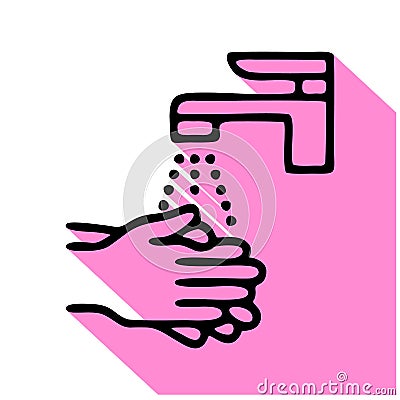 Wash your hands line icon, vector pictogram of personal hygiene Vector Illustration