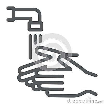 Wash your hands line icon, wash and hygiene, washing hands sign, vector graphics, a linear pattern on a white background Vector Illustration