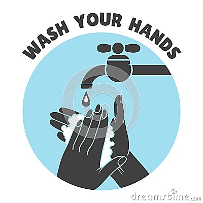 Wash your hands or safe hand washing vector symbol Vector Illustration