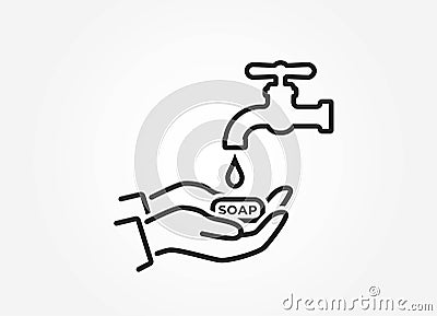 Wash your hands with soap icon. pictogram of disease prevention. protection from coronavirus Vector Illustration