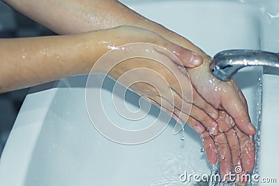 Wash your hands with soap to prevent 19 Stock Photo