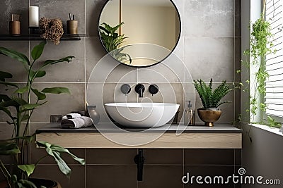 Washbasin cupboard bathroom. Generate Ai Stock Photo