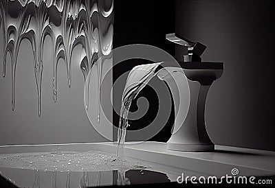 washbasin and metallic faucet with water drop at home Stock Photo