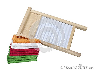 Washboard and Towels Stock Photo