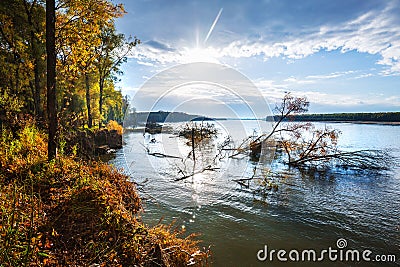 River Ob, autumn. Western Siberia, Novosibirsk region, Suzun Stock Photo