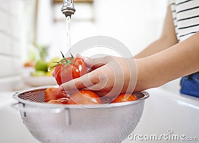 Washed seasonal tomatoes Stock Photo