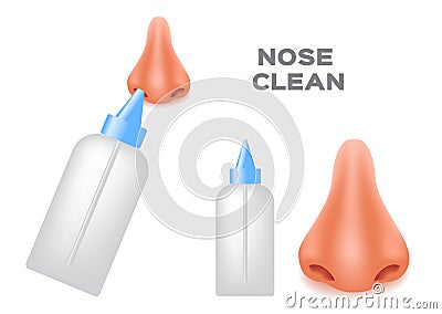 Washes out the nose with saline . a mucus from sinus vector Vector Illustration