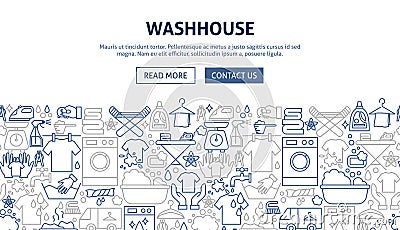 Washhouse Banner Design Vector Illustration