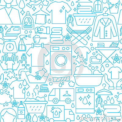 Washhouse Line Seamless Pattern Vector Illustration