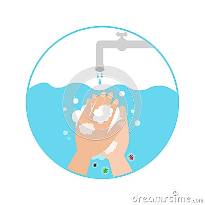 Washing hands with soap Cartoon Illustration