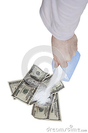 Washing dirty money Stock Photo