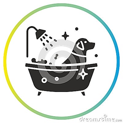 washing dogs icon, pet bathe or care, animal bathtub Vector Illustration