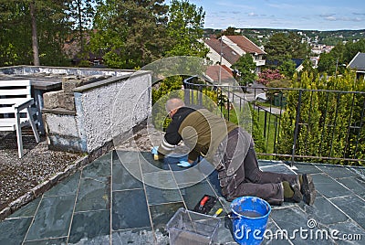 Washing of grout veils Stock Photo