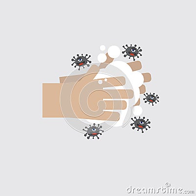 Washing Hand With Soap To Clean and Prevent Germs Vector Vector Illustration