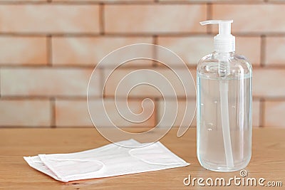 Washing hands with alcohol gel. Sanitizer after using a public restroom. Hygiene concept. Prevent the spread of germs and hand hyg Stock Photo